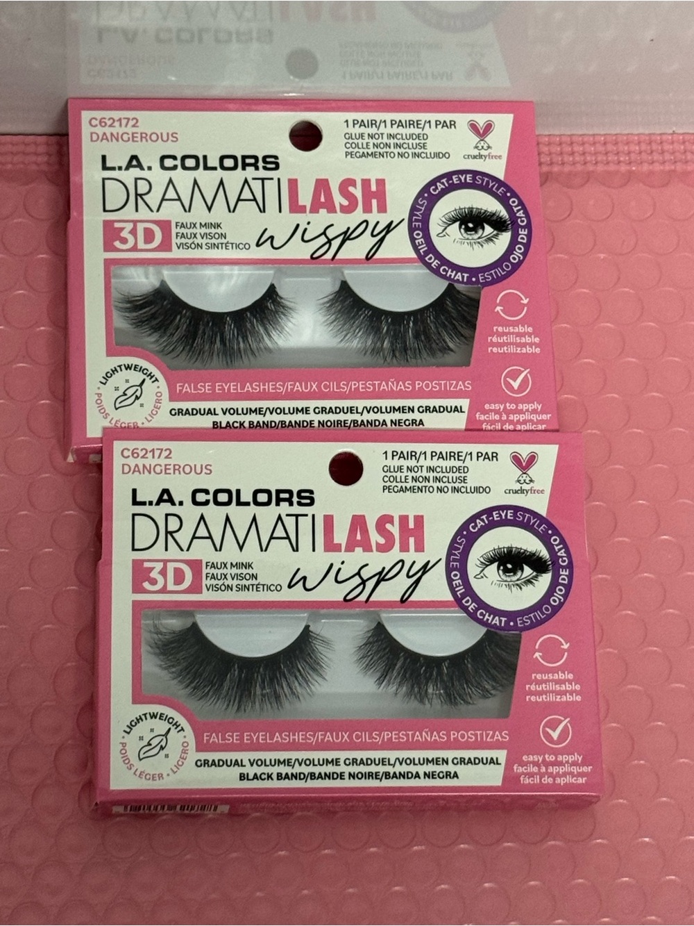 L.A. Colors DramatiLash 3D Wispy False Eyelashes - Pink Packaging